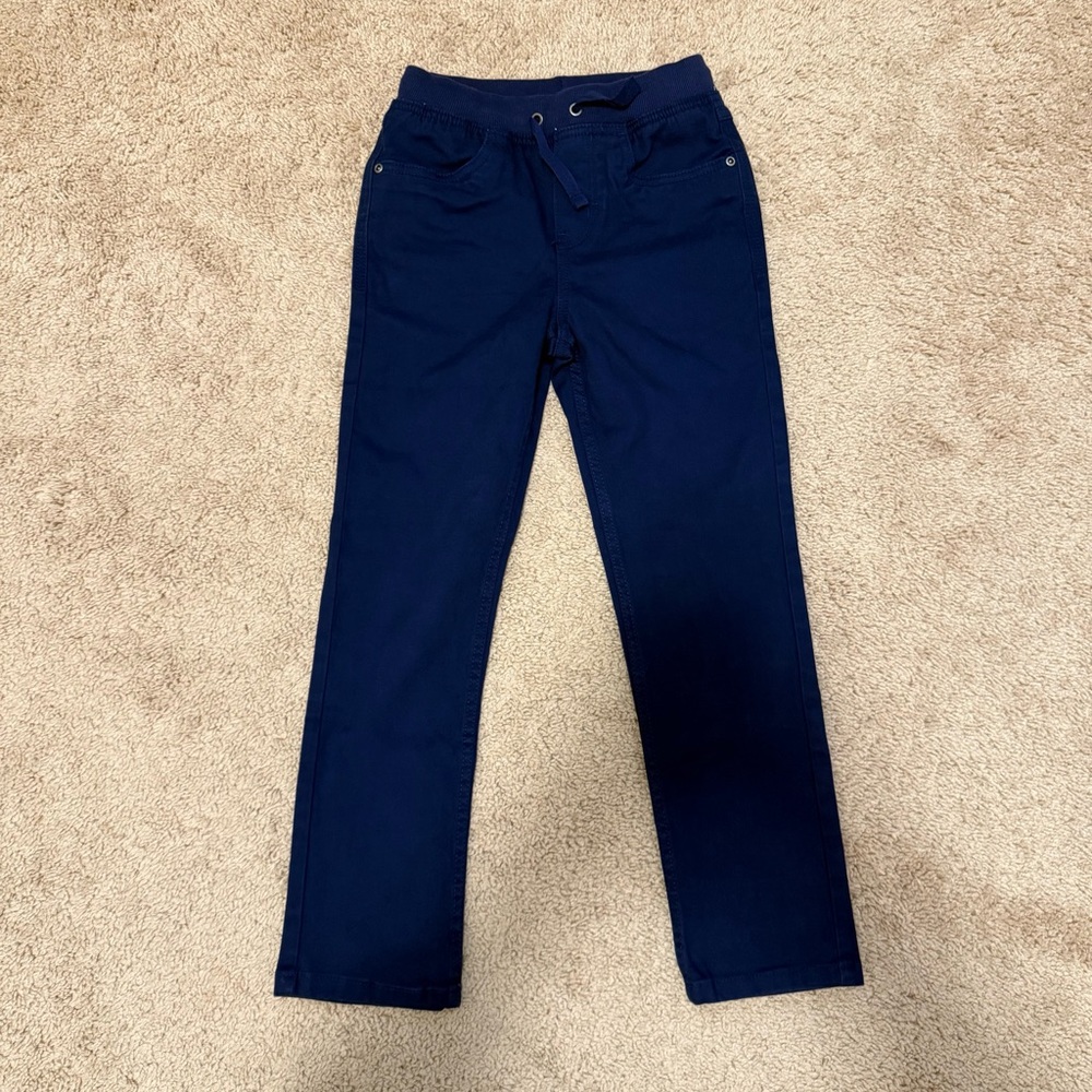 Hanna Andersson Boys’ Slim Fit Twill Pull-On Pants in navy